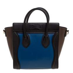 Pre Owned Celine Tri Color Leather Nano Luggage Tote