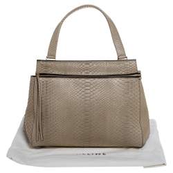 Pre Owned Celine Light Olive Green Python Medium Edge Top Handle Bag