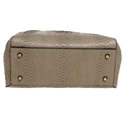 Pre Owned Celine Light Olive Green Python Medium Edge Top Handle Bag