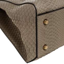 Pre Owned Celine Light Olive Green Python Medium Edge Top Handle Bag