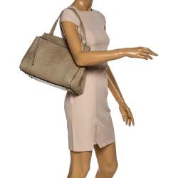 Pre Owned Celine Light Olive Green Python Medium Edge Top Handle Bag