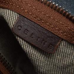 Pre Owned Celine Blue Macadam Denim and Leather Tote