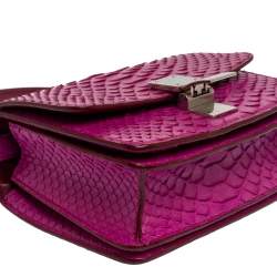 Pre Owned Celine Purple Python Small Classic Box Flap Bag