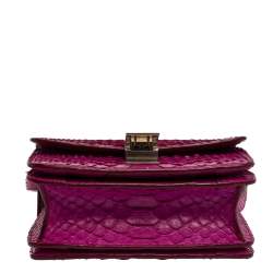 Pre Owned Celine Purple Python Small Classic Box Flap Bag