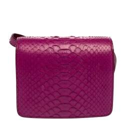 Pre Owned Celine Purple Python Small Classic Box Flap Bag