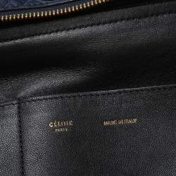 Pre Owned Celine Blue/Black Python and Suede Small Trapeze Top Handle Bag
