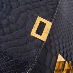 Pre Owned Celine Blue/Black Python and Suede Small Trapeze Top Handle Bag