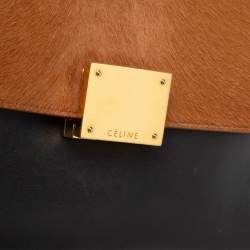 Pre Owned Celine Tri Color Calfhair and Leather Small Trapeze Bag