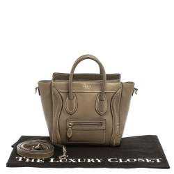 Pre Owned حقيبة يد سيلين لاغدغ نانو جلد كاكية