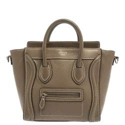 Pre Owned حقيبة يد سيلين لاغدغ نانو جلد كاكية