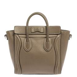 Pre Owned حقيبة يد سيلين لاغدغ نانو جلد كاكية