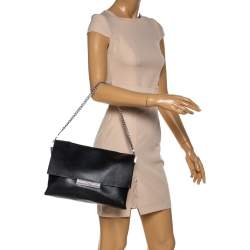 Pre Owned Celine Black Calfskin Leather Blade Flap Bag