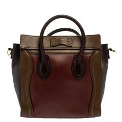 Pre Owned Celine Tri Color Leather Nano Luggage Tote