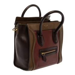 Pre Owned Celine Tri Color Leather Nano Luggage Tote
