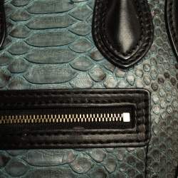 Pre Owned Celine Blue/Black Python/Leather and Suede Nano Luggage Tote