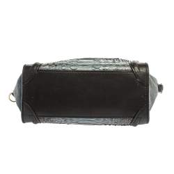 Pre Owned Celine Blue/Black Python/Leather and Suede Nano Luggage Tote