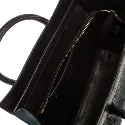 Pre Owned Celine Blue/Black Python/Leather and Suede Nano Luggage Tote