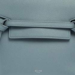 Pre Owned Celine Blue Leather Micro Belt Top Handle Bag