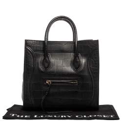 Pre Owned حقيبة يد سيلين ميديوم فانتوم لاغيدج جلد نقش تمساح أسود