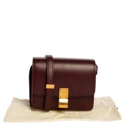 Pre Owned Celine Burgundy Leather Small Classic Box Flap Bag