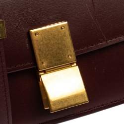 Pre Owned Celine Burgundy Leather Small Classic Box Flap Bag