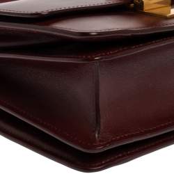 Pre Owned Celine Burgundy Leather Small Classic Box Flap Bag