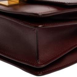 Pre Owned Celine Burgundy Leather Small Classic Box Flap Bag