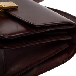 Pre Owned Celine Burgundy Leather Small Classic Box Flap Bag