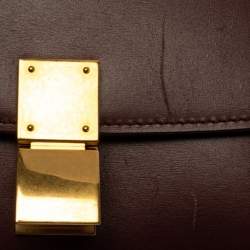 Pre Owned Celine Burgundy Leather Small Classic Box Flap Bag
