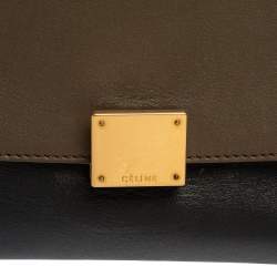 Pre Owned Celine Tri Color Leather and Suede Medium Trapeze Top Handle Bag