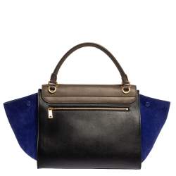 Pre Owned Celine Tri Color Leather and Suede Medium Trapeze Top Handle Bag