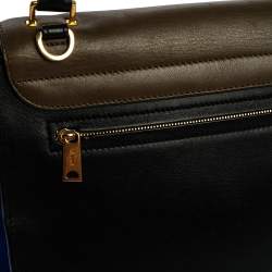 Pre Owned Celine Tri Color Leather and Suede Medium Trapeze Top Handle Bag