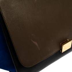Pre Owned Celine Tri Color Leather and Suede Medium Trapeze Top Handle Bag