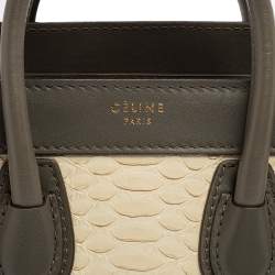 Pre Owned حقيبة سيلين نانو لاغيدج جلد و جلد ثعبان ثلاثي اللون