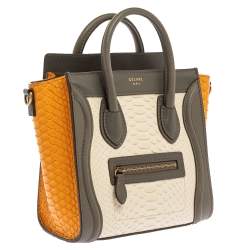 Pre Owned حقيبة سيلين نانو لاغيدج جلد و جلد ثعبان ثلاثي اللون