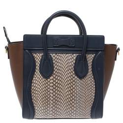 مملوكة مسبقًا حقيبة سيلين نانو لاغيدج جلد و جلد ثعبان ثلاثي اللون