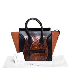 Pre Owned Celine Multicolor Python, Suede and Leather Mini Luggage Tote