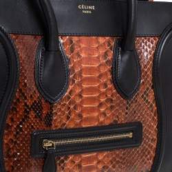 Pre Owned Celine Multicolor Python, Suede and Leather Mini Luggage Tote