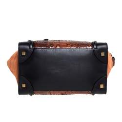 Pre Owned Celine Multicolor Python, Suede and Leather Mini Luggage Tote