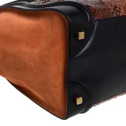 Pre Owned Celine Multicolor Python, Suede and Leather Mini Luggage Tote