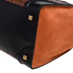 Pre Owned Celine Multicolor Python, Suede and Leather Mini Luggage Tote
