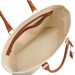 Pre Owned Celine White Canvas Leather Horizontal Cabas Tote Bag