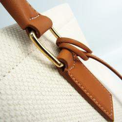 Pre Owned Celine White Canvas Leather Horizontal Cabas Tote Bag