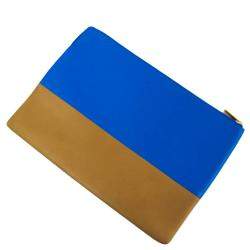 Pre Owned Celine Bicolor Blue/Beige Leather Clutch Bag