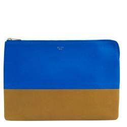 Pre Owned Celine Bicolor Blue/Beige Leather Clutch Bag