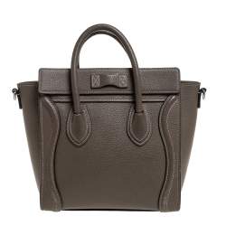 Pre Owned Celine Grey Leather Nano Luggage Tote
