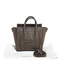Pre Owned Celine Grey Leather Nano Luggage Tote
