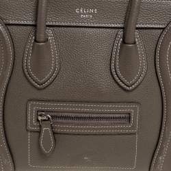 Pre Owned Celine Grey Leather Nano Luggage Tote