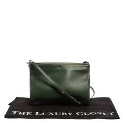 Pre Owned Celine Green Leather Trio Crossbody Bag