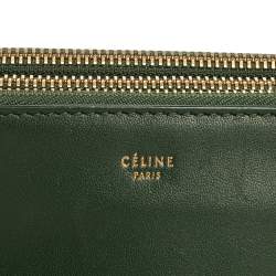 Pre Owned Celine Green Leather Trio Crossbody Bag